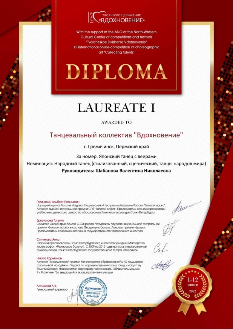 Диплом лауреата конкурса